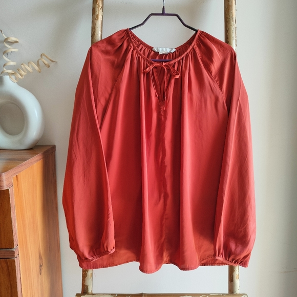 🌹The Quiet Luxury Collection🌹 H&M Brick Orange Peasant Blouse - Picture 12 of 17